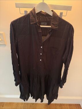 Greyson Black Pintuck Button-Front Tunic